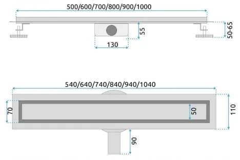 REA-G7803 - Odtokový žľab NEOX PRO 80 cm nerezová oceľ/čierna