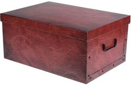 EH Úložný box s vekom Leather Design, červená