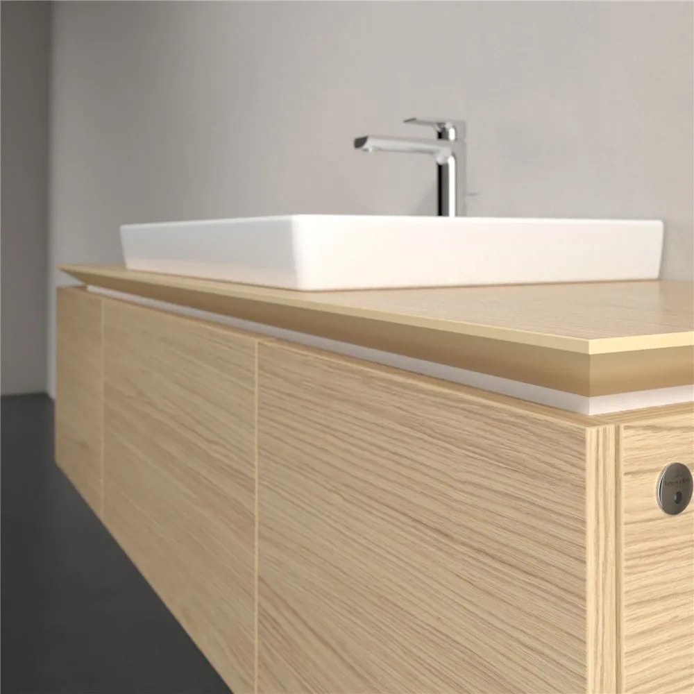 VILLEROY &amp; BOCH Legato závesná skrinka pod umývadlo (umývadlo v strede), 3 zásuvky, s LED osvetlením, 1400 x 500 x 380 mm, Nordic Oak, B684L0VJ