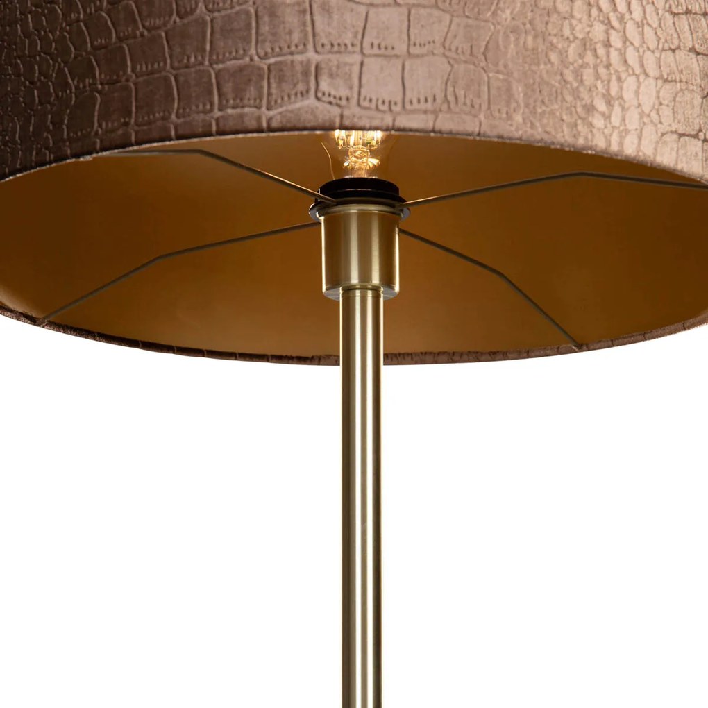 Stojacia lampa mosadz s velúrovým tienidlom krokodíl 50cm - Simplo