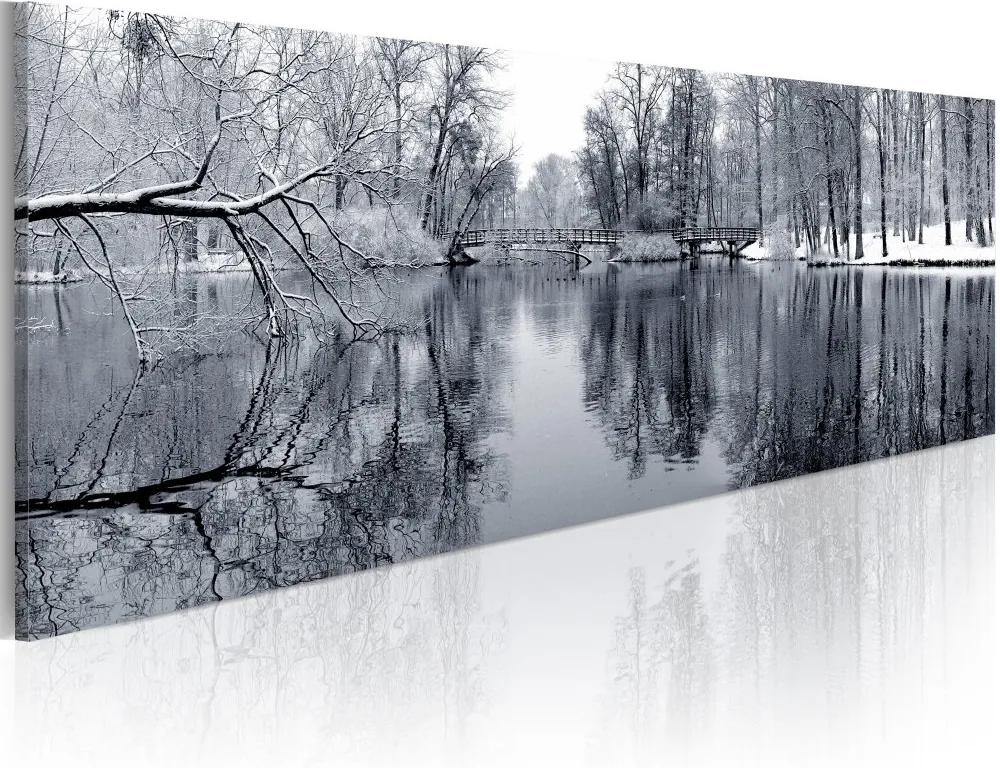 Obraz na plátne Bimago - krajinomalba: zima 120x40 cm