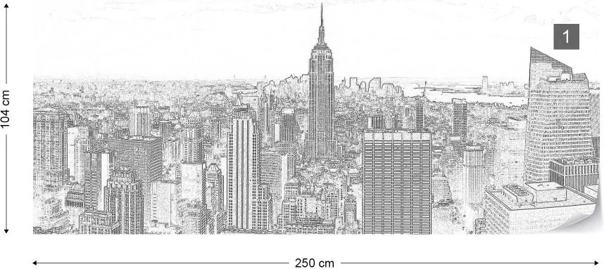 Fototapeta GLIX - White And Grey New York Skyline + lepidlo ZADARMO Vliesová tapeta  - 250x104 cm