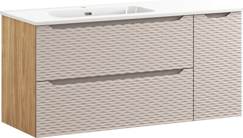 Comad Kúpeľňová skrinka s keramickým umývadlom Ocean Beige 120 cm - béžová