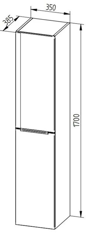 Mereo, Mailo, kúpeľňová skrinka vysoká 170 cm, biela, dub, antracit, MER-CN554LPB