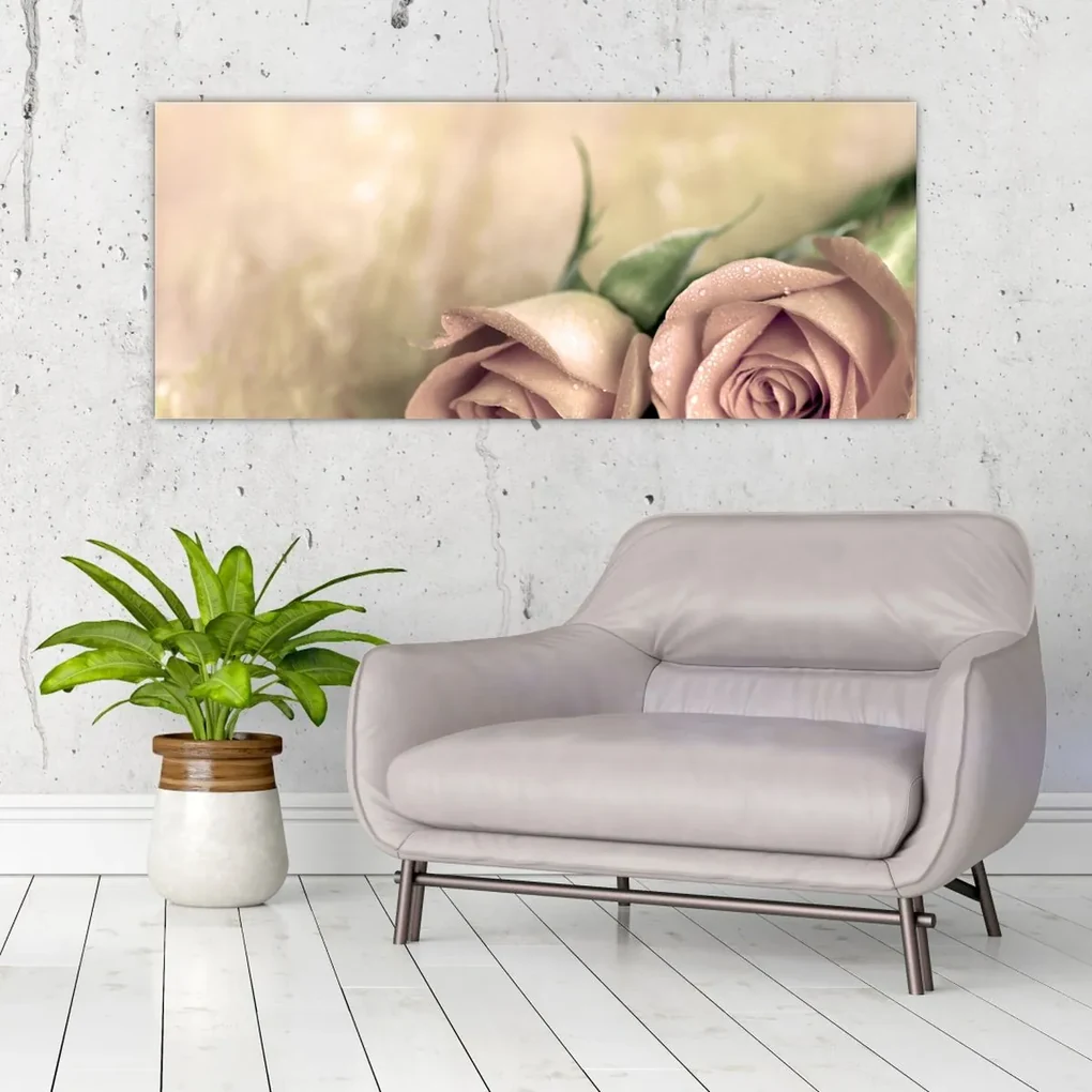 Obraz - Jemné ruže (120x50 cm)