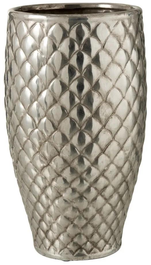 Strieborná kovová váza Checkered large - Ø23 * 40 cm