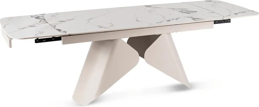 Rozkladací keramický stôl RENATO 160–240 cm Biely mramor/kašmír