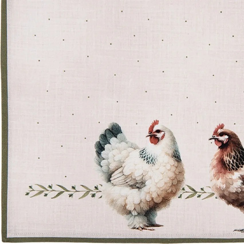 6ks béžové prestieranie so sliepočkami Barnyard Chicken - 48*35 cm