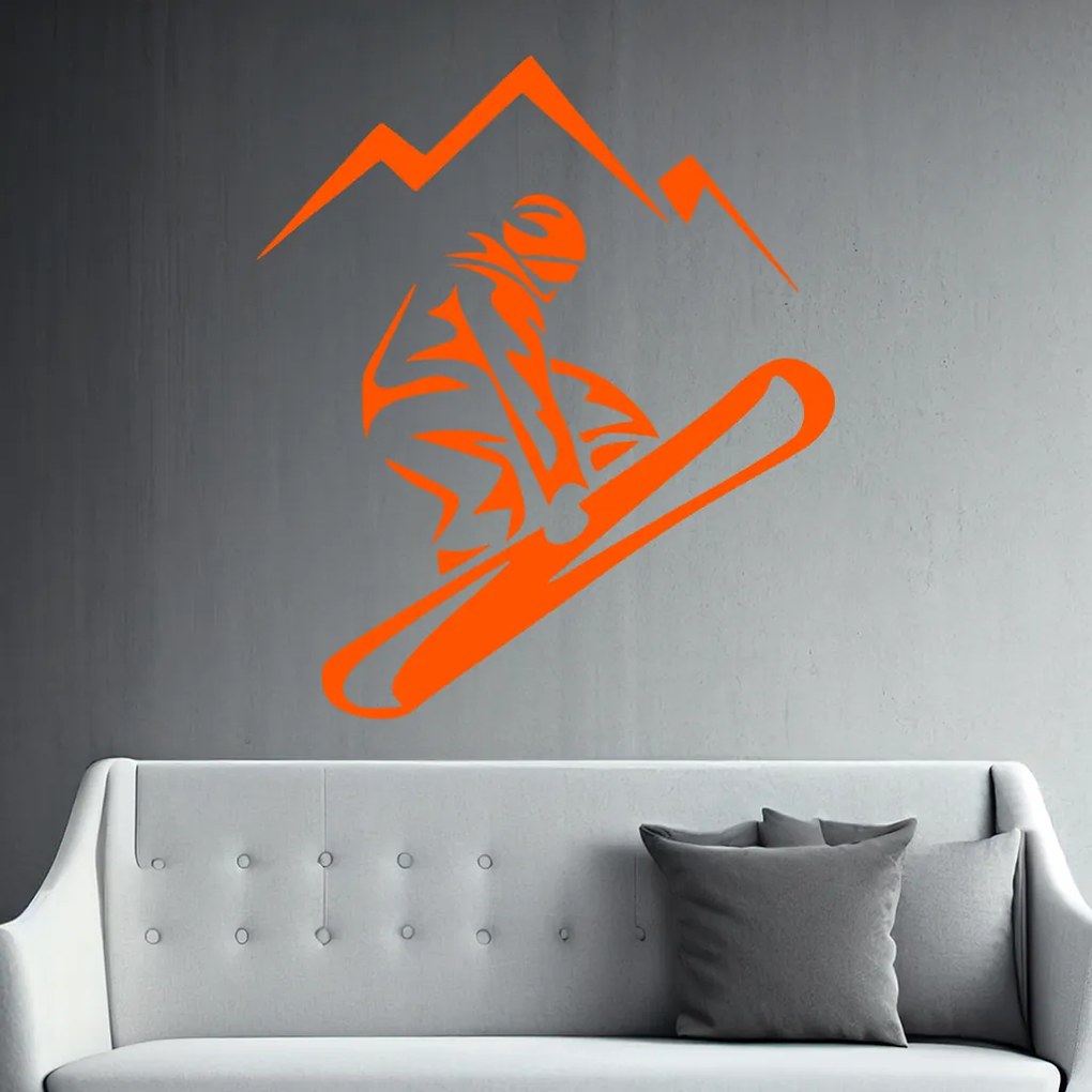 Veselá Stena Samolepka Snowboardista Farba: žlutá, Veľkosť: 60 x 69 cm