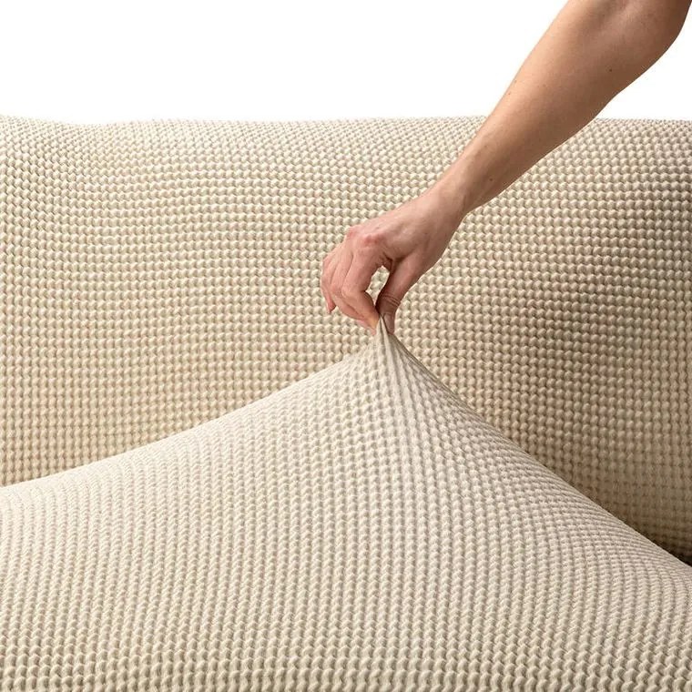 Super strečové poťahy NIAGARA smotanová taburetka (40 - 60 cm)