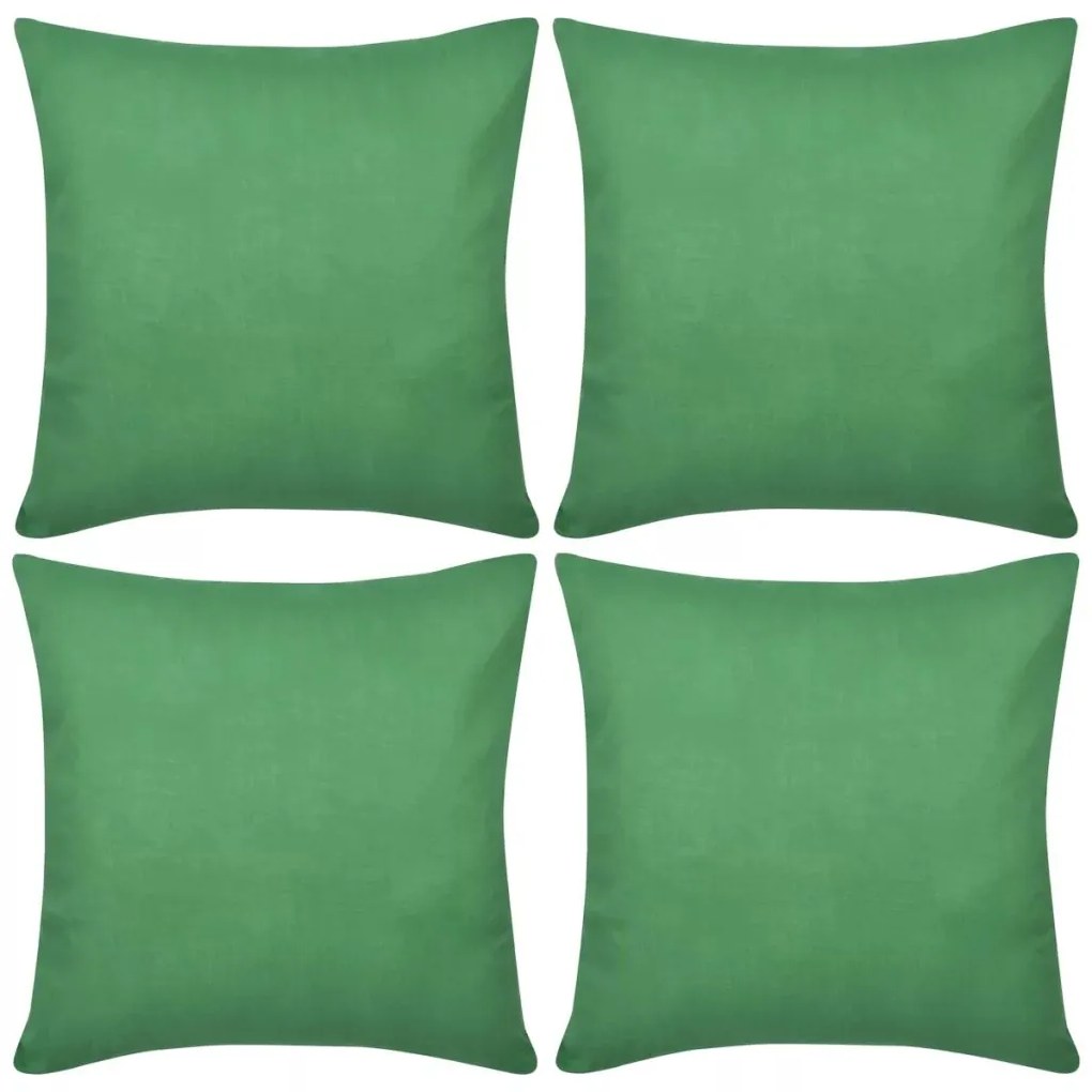 vidaXL Návliečky na vankúše, 4 ks, bavlna, zelené, 50 x 50 cm