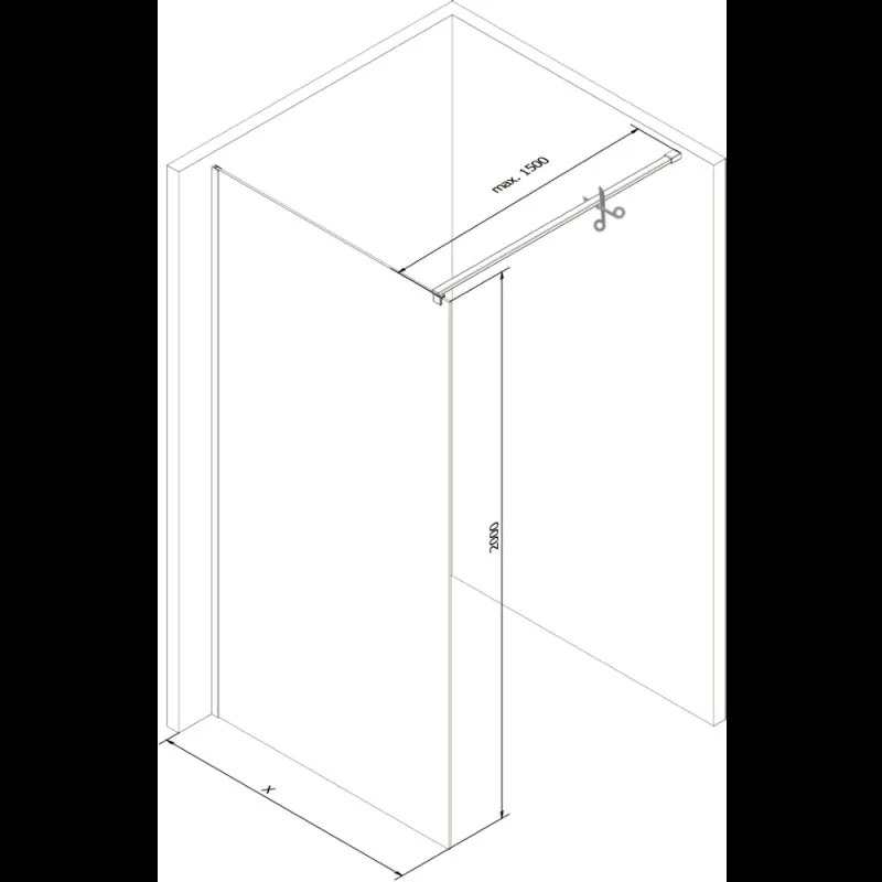 Mexen Kioto sprchová zástena 80x200 cm 8 mm, čierny profil, sklo čierny vzor 1, 800-080-101-60-77