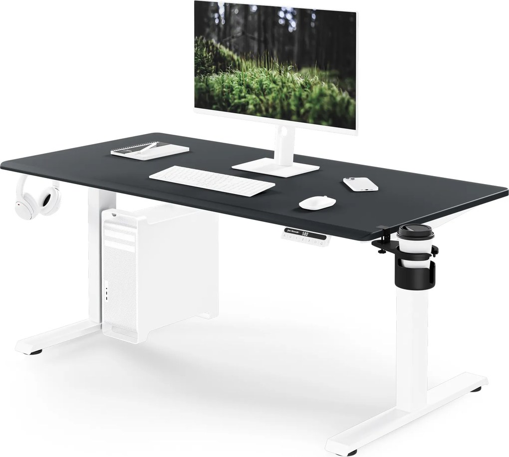 Elektrický stôl s nastaviteľnou výškou ergonomický bielo-antracitový,1400x700 mm: ARIA