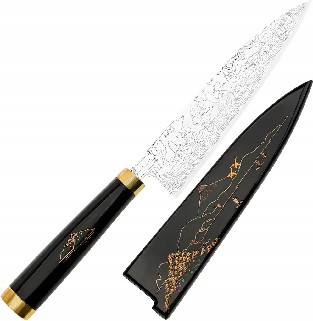 Takeshi Saji Art Fuji Unique Kuty R-2 Japonský nôž šéfkuchára 21 cm a Saya