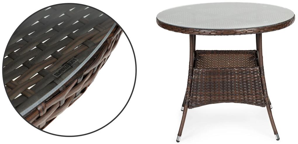 Garden Select Súprava ratanového záhradného nábytku - 4 stoličky, stôl so sklenenou doskou