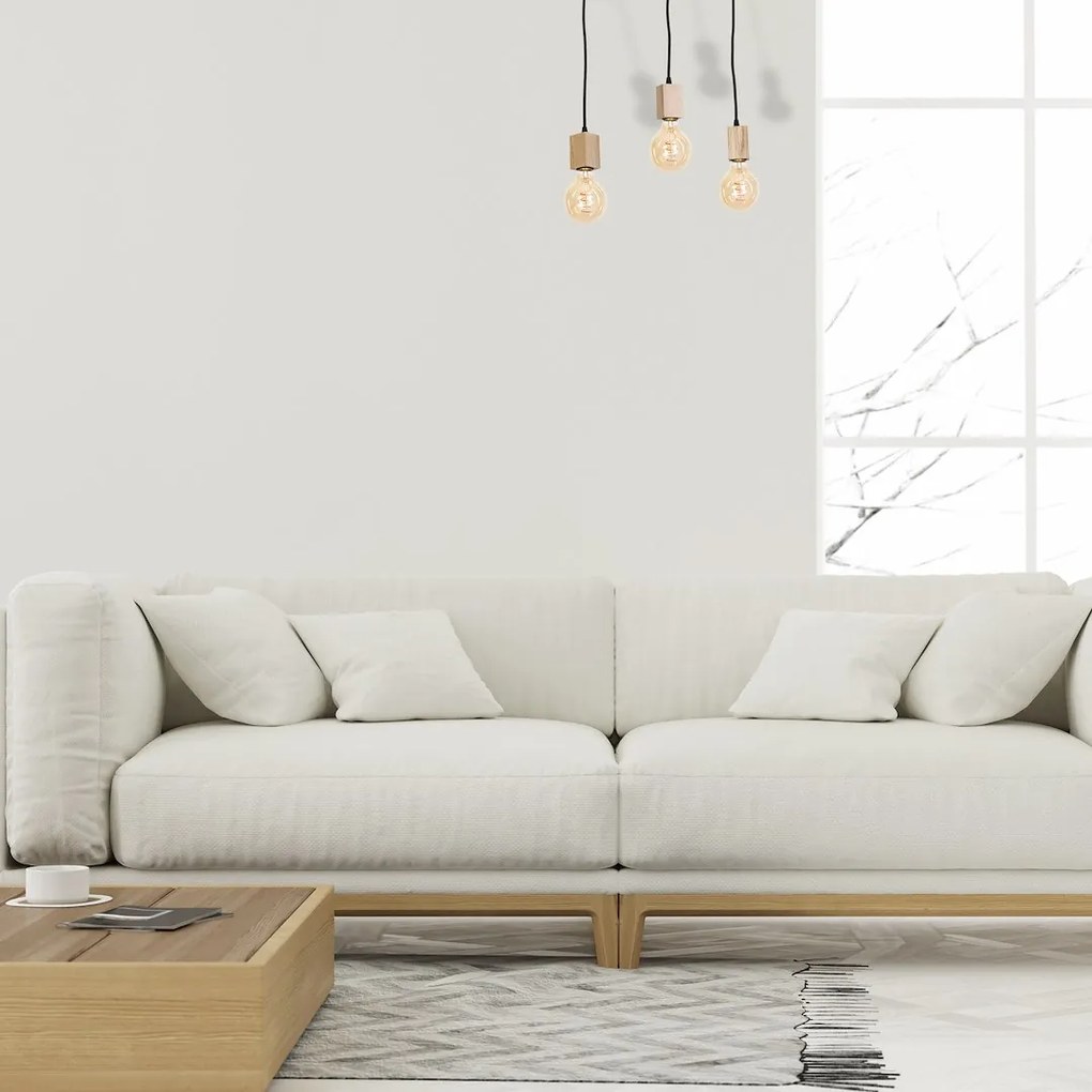 Závesné svietidlo Jack 3, drevené telo svietidla