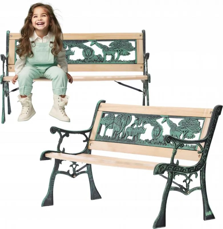 Dětská zahradní lavice ELARA 82 cm z masivu/zelená