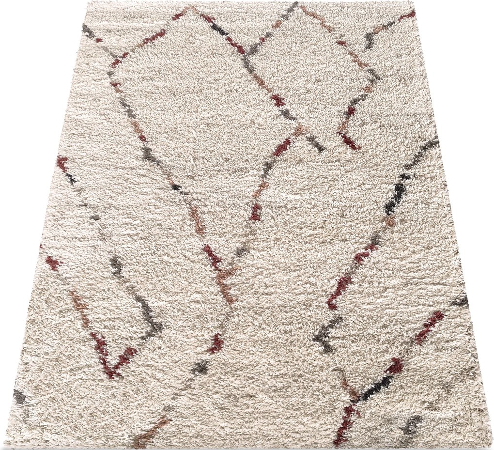 DY Krémový shaggy koberec s abstraktným vzorom Santo 04 Rozmer: 160x230 cm