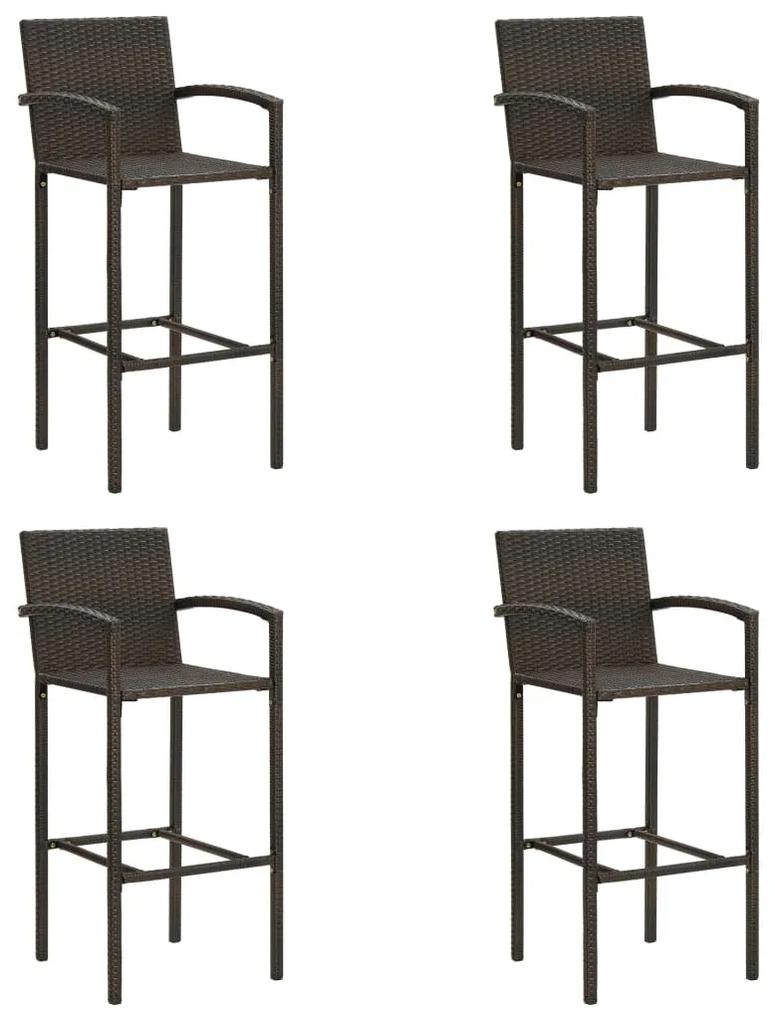 Barové stoličky 4 ks, hnedé, polyratan