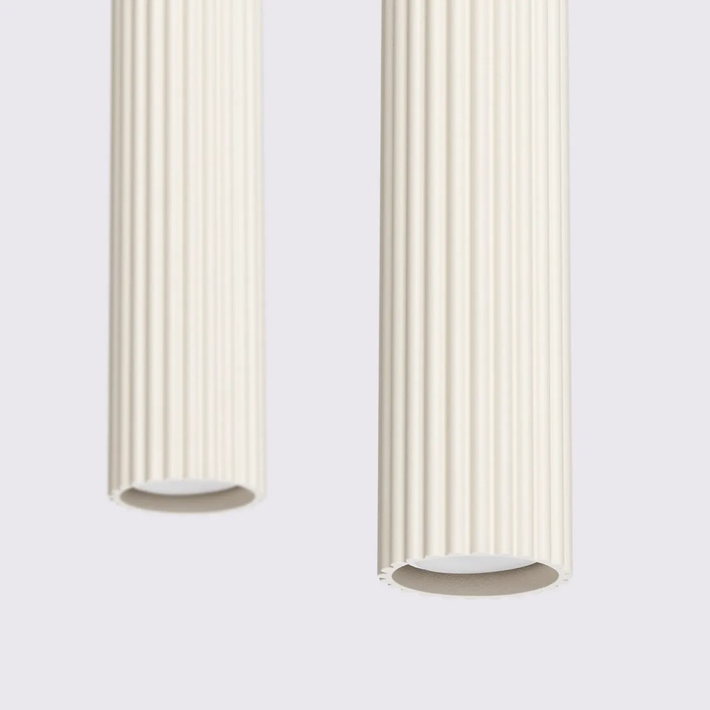 Závesné svietidlo Karbon, 2x béžové kovové tienidlo