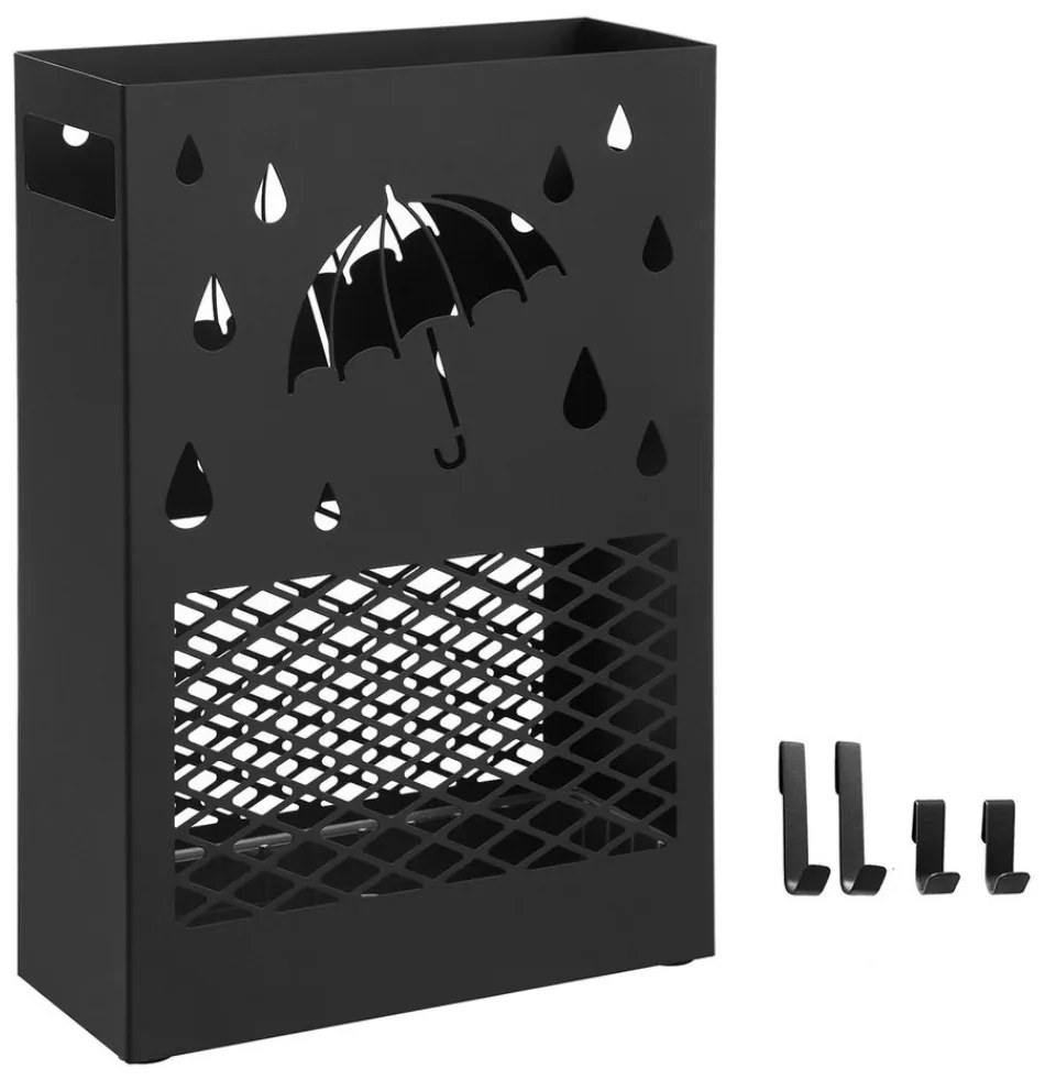 Kovový stojan na dáždniky RAIN, 28x12x41cm, čierna SongmicsHome