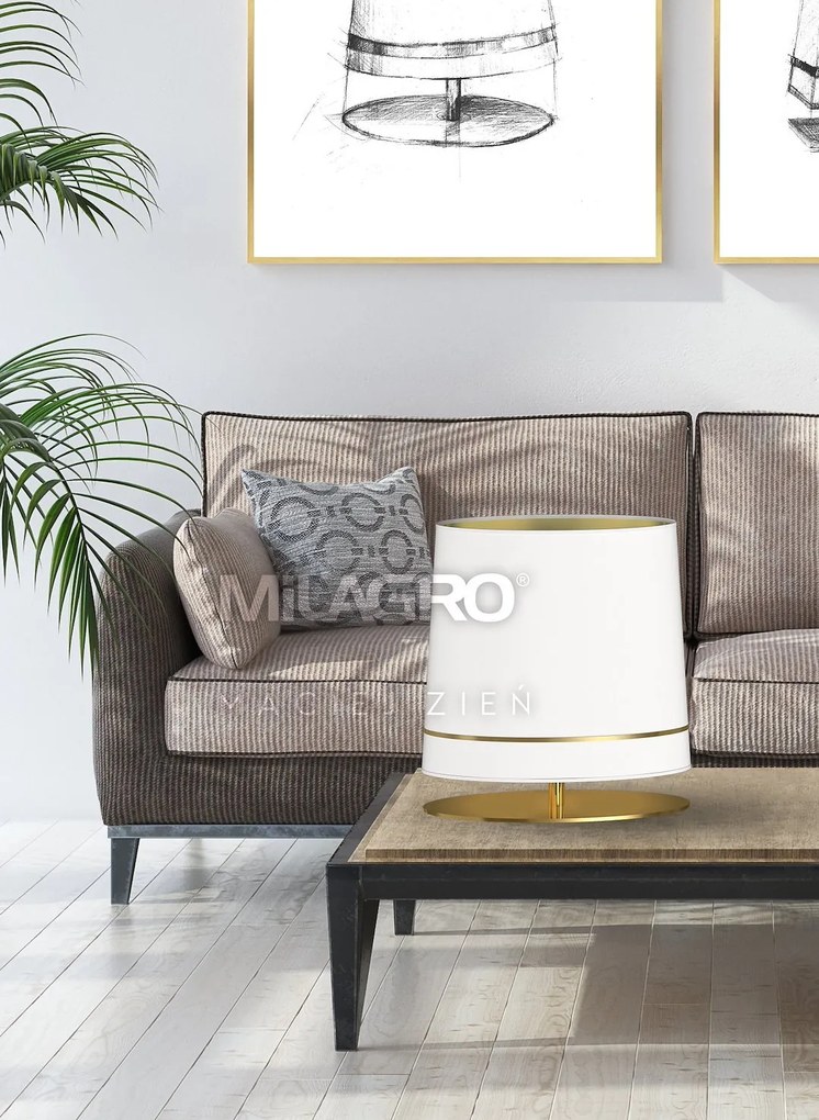 Stolná lampa Bootes, 1x biele/zlaté textilné tienidlo, g
