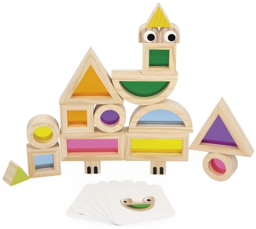 Drevená senzorická hra – bloky a predlohy – 12 ks