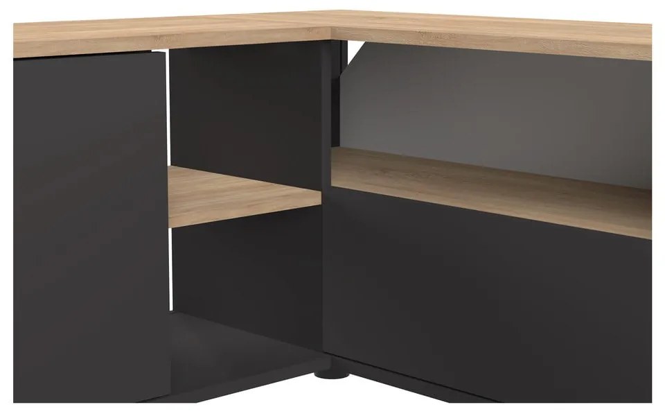 TV stolík v dekore duba v čierno-prírodnej farbe 90x45 cm Angle – TemaHome