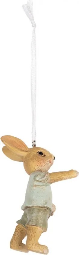 Závesná dekorácia králiček s košíčkom kvetín - 5*4*8 cm