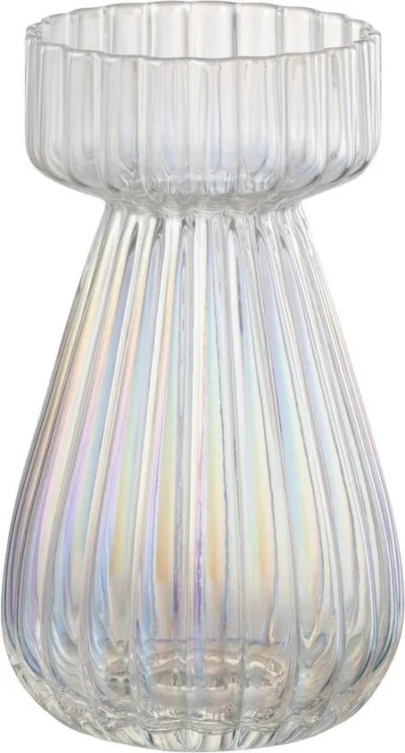 Perleťová sklenená vázička s rebrovaním Tippo - Ø 8*14 cm