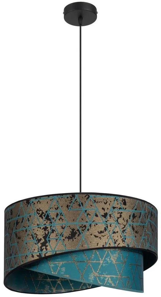 Luster na lanku REZO 1xE27/60W/230V tyrkysová/zlatá