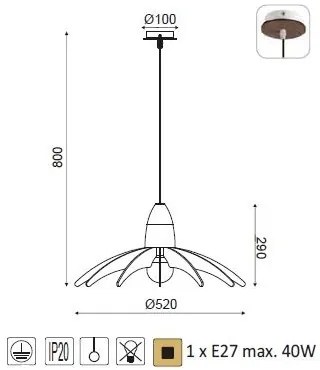 ACA DECOR Závesné svietidlo ALPS, priemer 52 cm