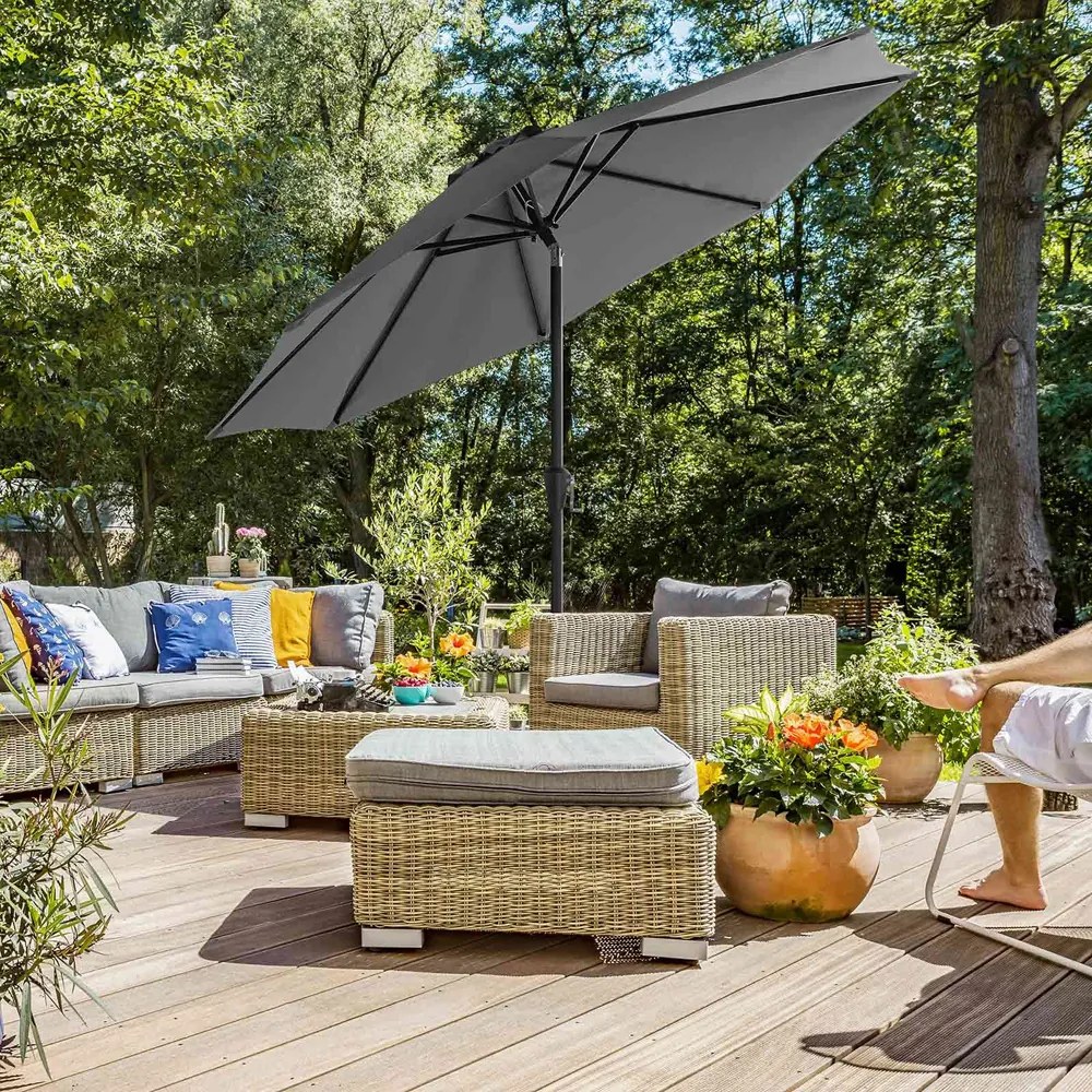 Slnečník POSITANO, Ø300cm, šedá SongmicsHome