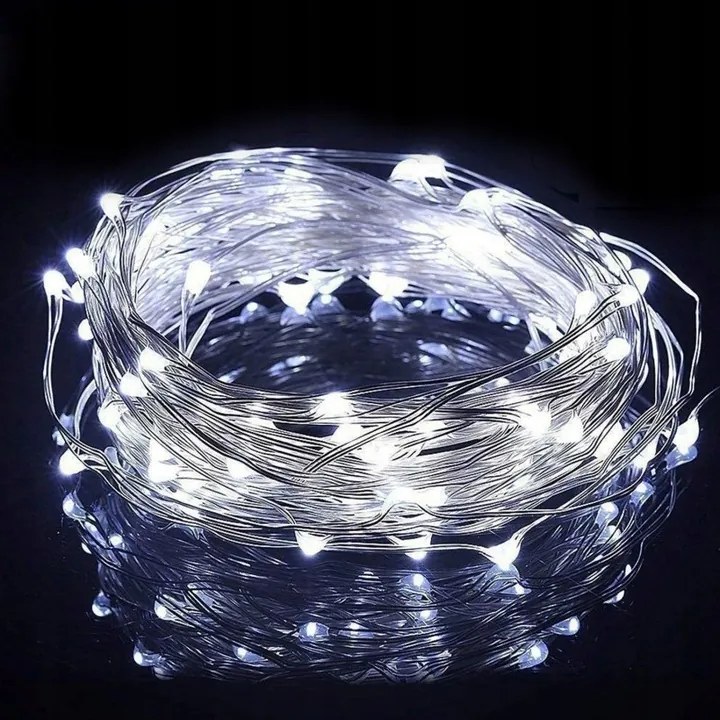 Vianočná svetelná reťaz 50 LED, studená biela