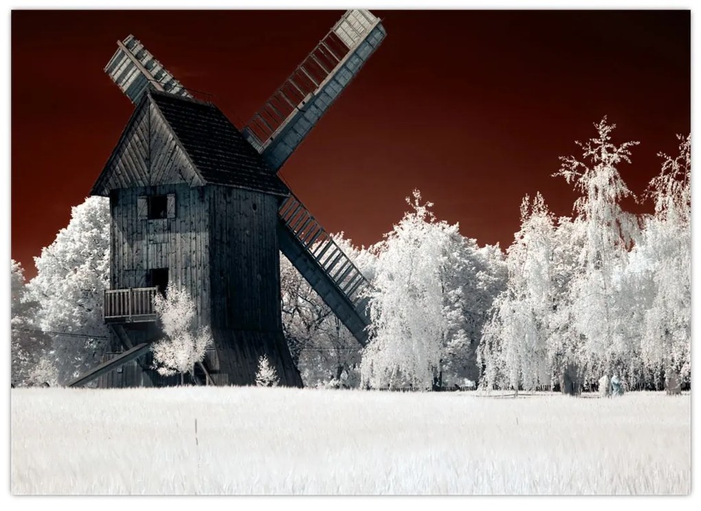 Sklenený obraz mlyna (70x50 cm)