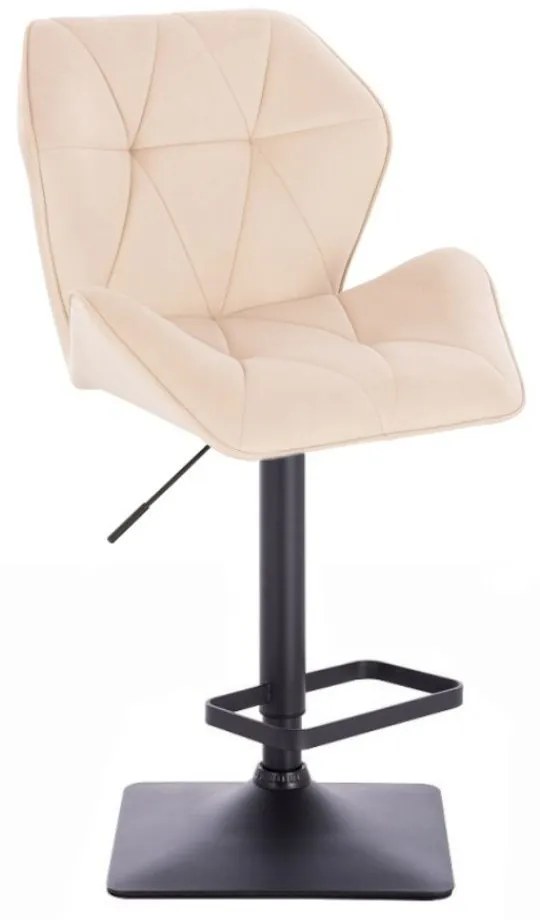 LuxuryForm DESIGN Barová stolička MILANO MAX VELUR na čiernej hranatej podstave - krémová