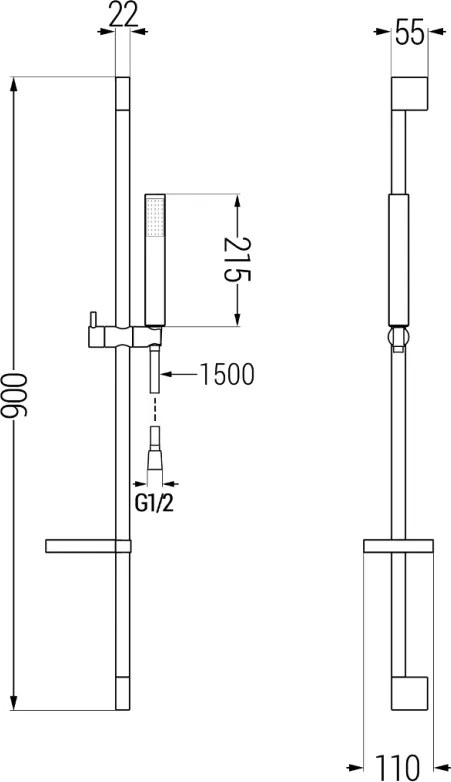 Mexen sprchový set DS77, čierna, 785774583-70