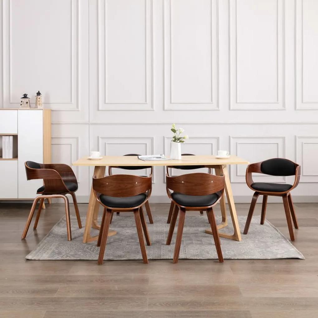 vidaXL Jedálenské stoličky 6 ks ohýbané drevo a umelá koža