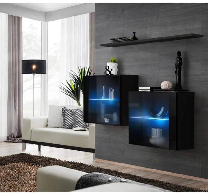 Komoda+Polička Switch Sb III Led Čierna