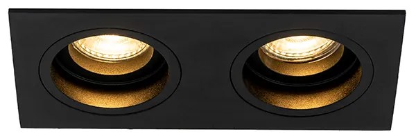 Sada 6 štvorcových zapustených bodových svetiel čierna nastaviteľná 2-svetlá - Chuck