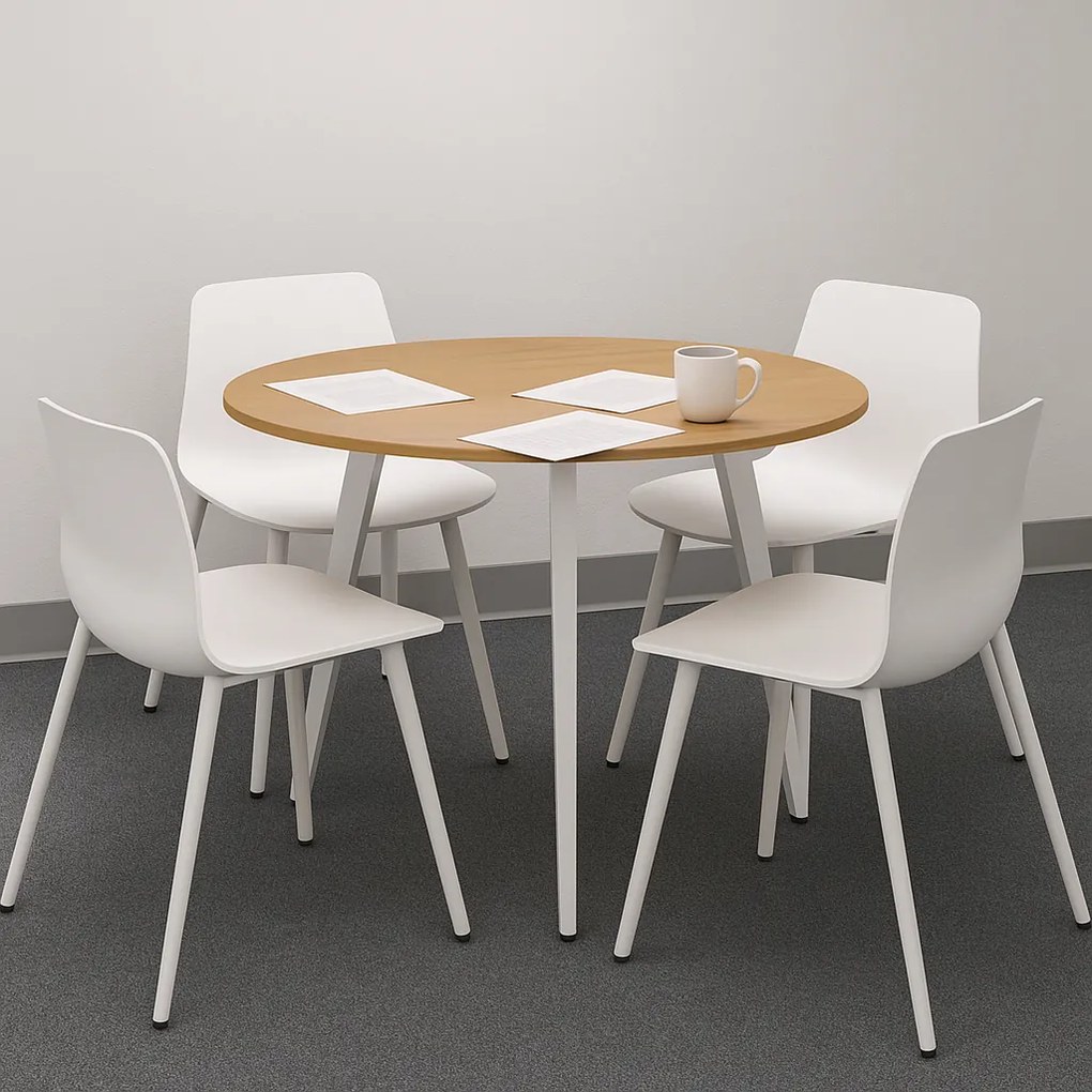 Konferenčný stôl PRIMO VIBE, priemer 100 cm, biela podnož, grafit