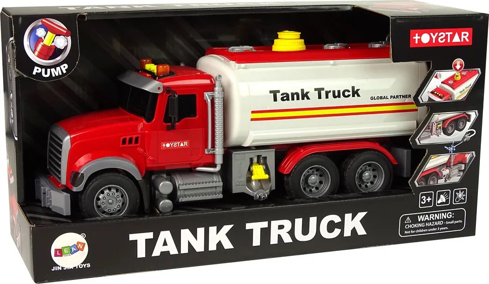 LEAN Toys Cisternové nákladné auto biele so zvukmi a svetlami