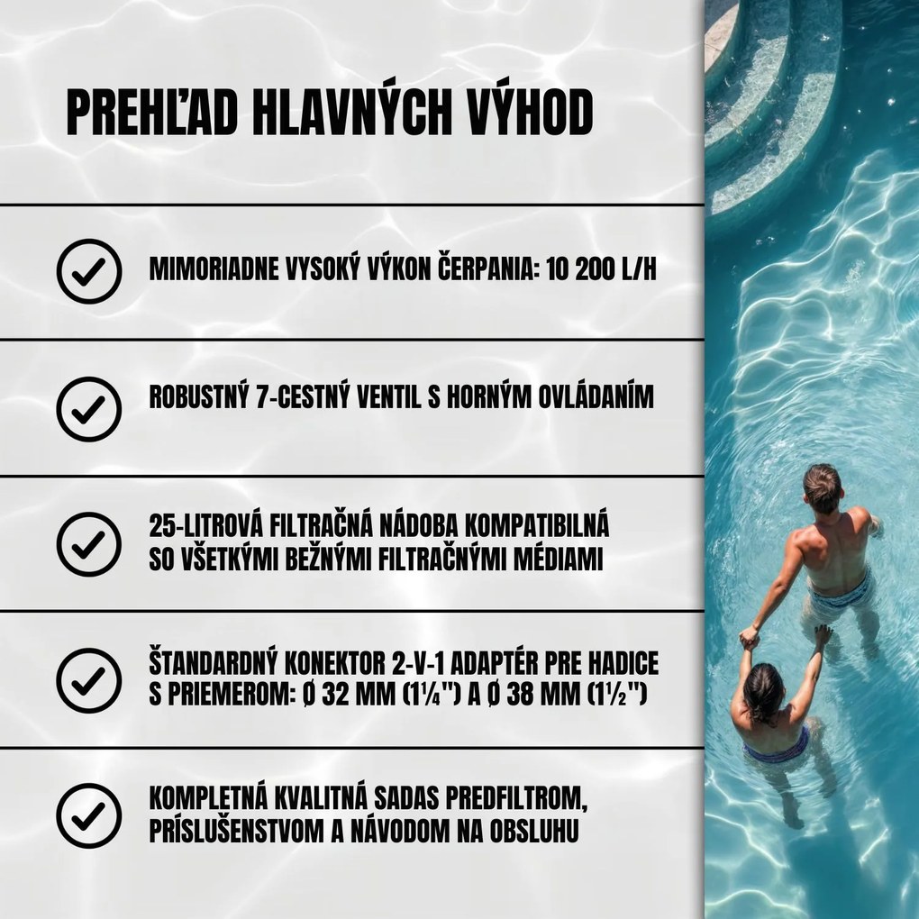 Piesková filtrácia k bazénu AQUA s filtračnými guľôčkami, 10 200 l/h, modrá Monzana