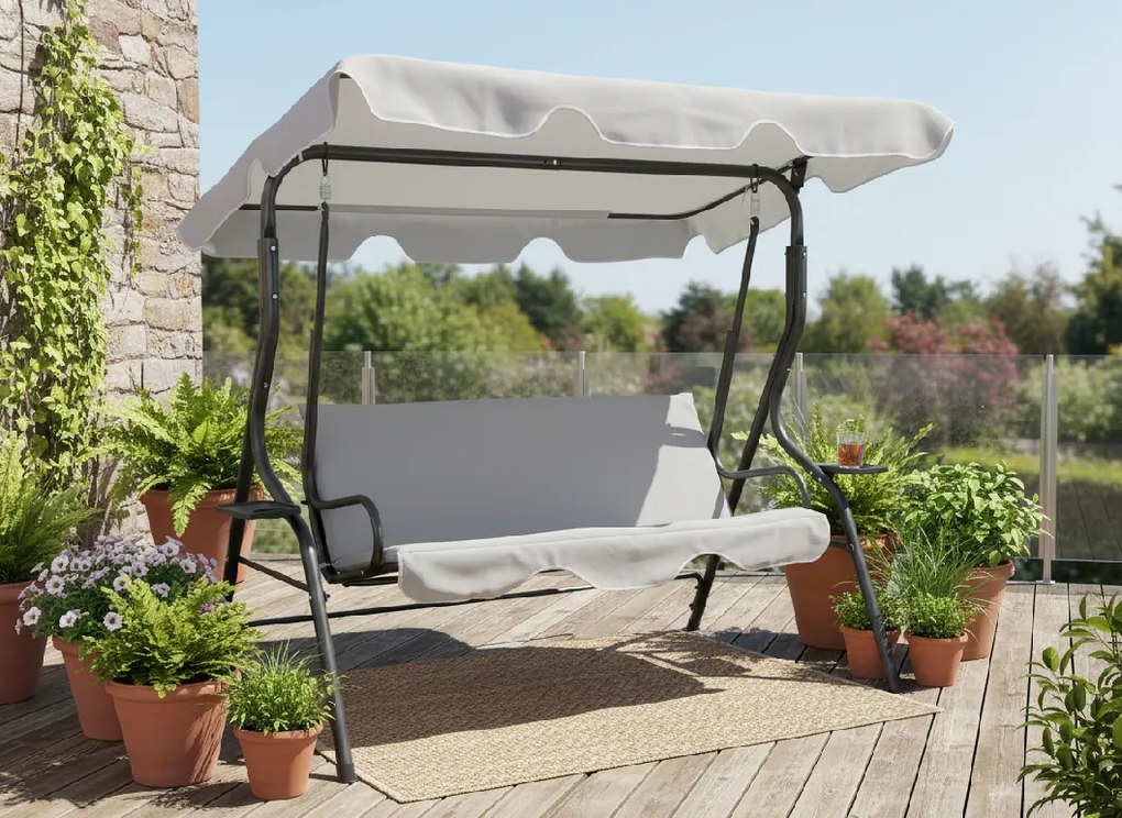 Garden Line ZÁHRADNÁ HOJDAČKA 170 x 110 x 153 cm ŠEDÁ BEZ OPIERKY NA NOHY. S DRŽIAKOM NA POHÁRE