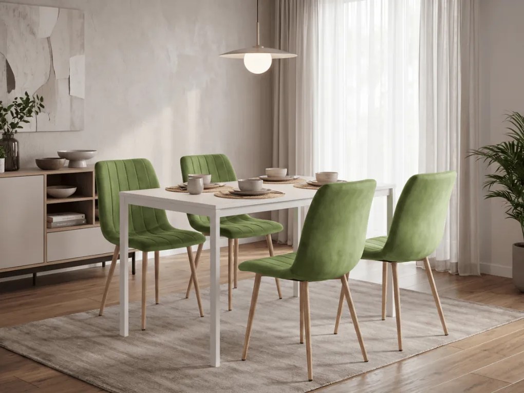 Svetlozelená zamatová stolička LAVA