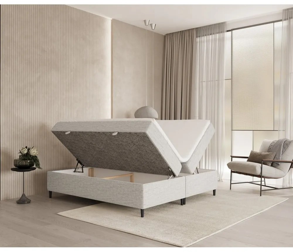 Svetlosivá boxspring posteľ s úložným priestorom 180x200 cm Araya – Maison de Rêve