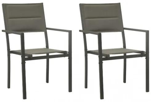 vidaXL Záhradné stoličky 2 ks textilén a oceľ sivá a antracitová-
