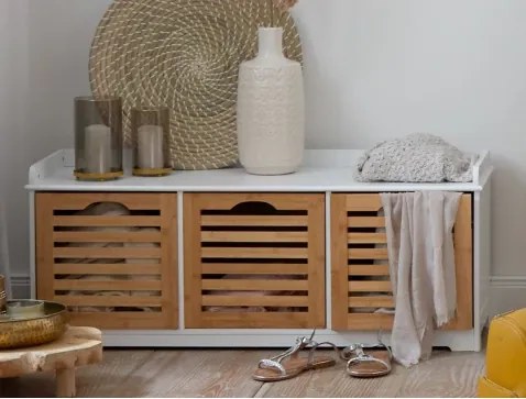 Lavica s 3 zásuvkami Inge, biela%