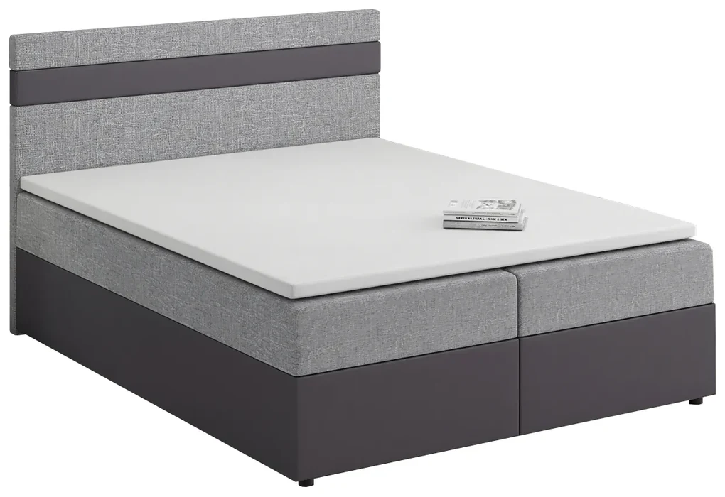 Manželská posteľ Boxspring 140x200 cm Mimosa Comfort (melírovaná svetlosivá + tmavosivá) (s roštom a matracom). Akcia -20%. Vlastná spoľahlivá doprava až k Vám domov. 1056231
