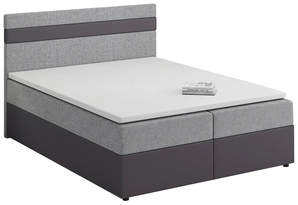 Manželská posteľ Boxspring 180x200 cm Mimosa (melírovaná svetlosivá + tmavosivá) (s roštom a matracom). Akcia -21%. Vlastná spoľahlivá doprava až k Vám domov. 1007819